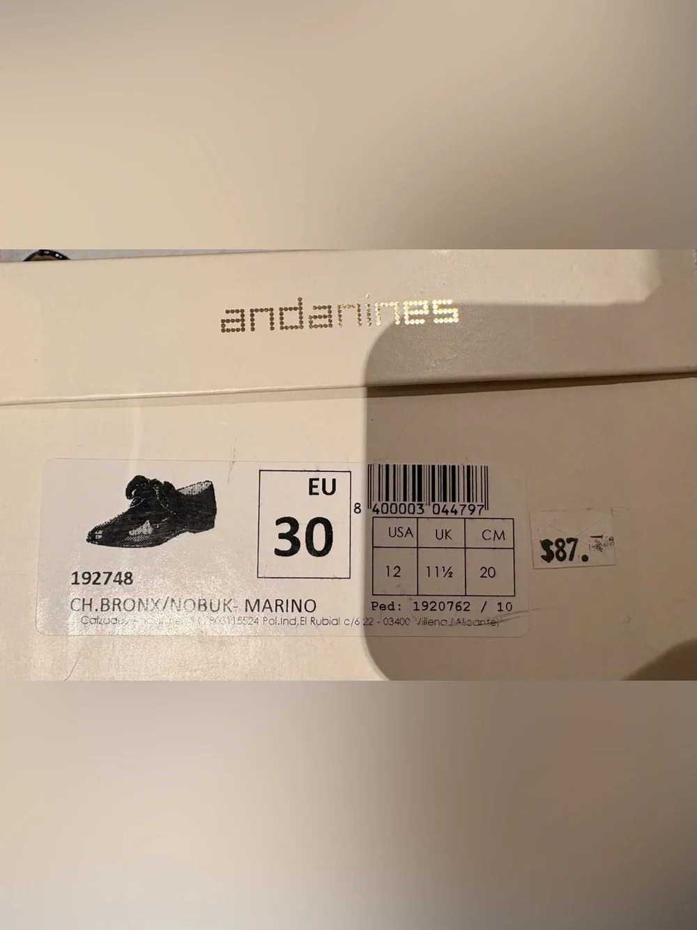 Andanines Boys Size 12 Navy Patent Leather and Suede Dress Shoes Made in Spain